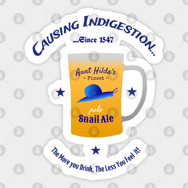 Aunt Hilda's Finest Snail Ale- Funny Snail, Beer Design Sticker by Davey's Designs